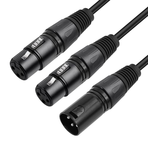 2 Pack XLR Splitter Cable,1 Maleto 2 Female, 1.5FT Stereo Mic to L&R Audio Y-Splitter Cable - color: 1.5FT-2PACK, size: XLR 1 Male to 2 Female