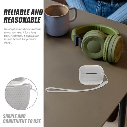 POPETPOP Silicone Earphone Charging Case Cover for Earbuds, Portable Protective Earbud Shell, Gray Earphone Protector Compatible with Apple Accessories