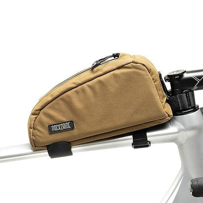 PACK2RIDE Onedrop 1L Top Tube Bike Bag - Water Resistant Bicycle Frame Bag - color: Coyote, size: 1.2 L