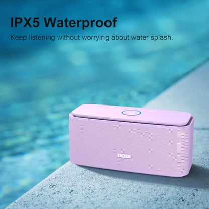 DOSS SoundBox Touch Wireless Bluetooth Speaker-12W HD Sound with Rich Bass | Portable & Small Design, IPX5 Waterproof, 20H Playtime, Handsfree, House, Office Desktop, Bedroom, Indoor Use, Purple - color: Purple