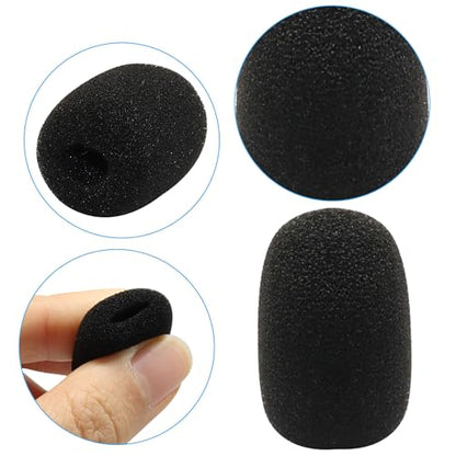 Black Lapel Headset Microphone Windscreen, 10 Pack | High-Density Sponge Foam Covers, Noise Reduction, Dust & Moisture Protection, Fits Gaming, Office, Fitness, Aviation Headsets - color: Black