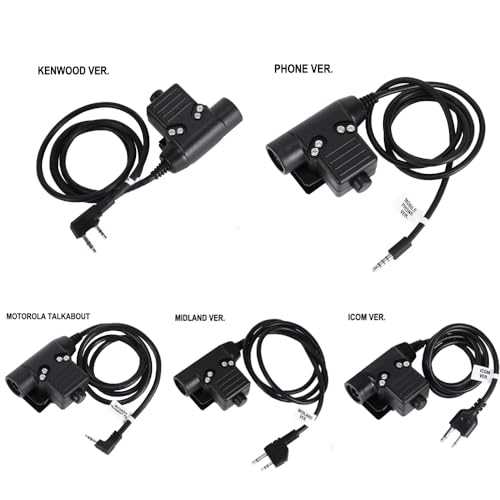 AngelReally U94 PTT Military Adapter Mobile 2 Pin 7.0mm Plug Push to Talk for Kenwood/Baofeng Radio