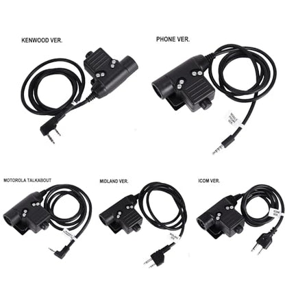 AngelReally U94 PTT Military Adapter Mobile 2 Pin 7.0mm Plug Push to Talk for Kenwood/Baofeng Radio