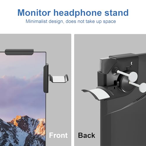 Headphone Holder for Screen (black) | Plastic Headphone Stand, Headset Stand Suitable for AirPods Max, Sony, Bose, Beats and More - color: black