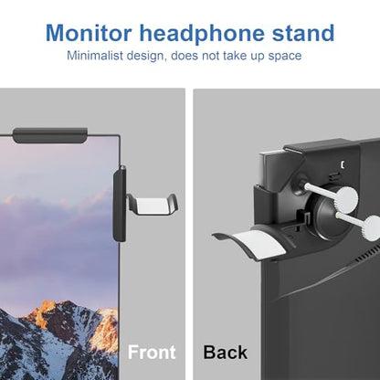 Headphone Holder for Screen (black) | Plastic Headphone Stand, Headset Stand Suitable for AirPods Max, Sony, Bose, Beats and More - color: black