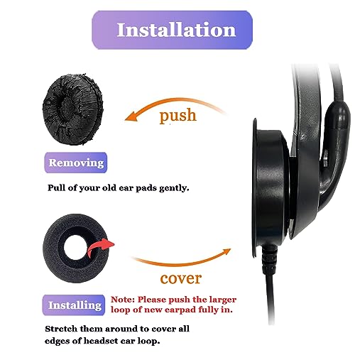 Ear Cushions for Plantronics Headset Earpads Replacement Foam Ear Pad | Work for Plantronics HW251N HW261N HW510 HW520 Blackwire C320 3210 3220 3320 Jabra PRO 920 Biz 1500 GN2000 Headphone (4 Pack)