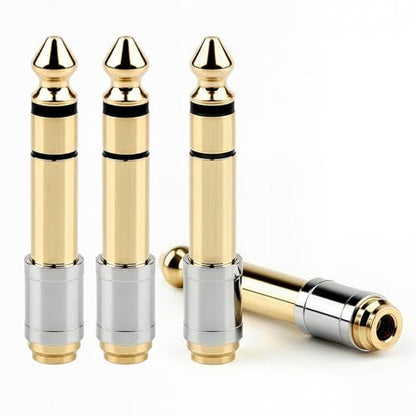 6.35mm(1/4 Inch) Male to 3.5mm(1/8 Inch) Female Headphone Adapter | 24K Gold-Plated Audio Jack Converter for Electric Piano and Drums, Amp, Guitar, Mixing Console, Aux Cable - 4 Pack - color: 4 Normal Shank