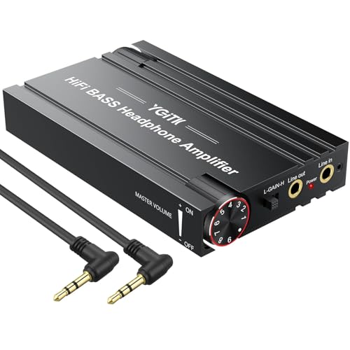 Headphone Amplifier with Bass Knob HiFi Amp 16-600Ω Gain Switch | Drive wired headphones for desktop, gaming and music use with 3.5mm devices, USB-C charging and aluminum housing - style: HiFi BASS Style