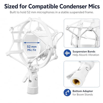 DECHOUS Microphone Shock Mount for Diameter 47mm-52mm Mic | Anti Vibration Microphone Clip Holder with Adapter for Condenser Microphone Desktop Recording Streaming Podcast Home Studio