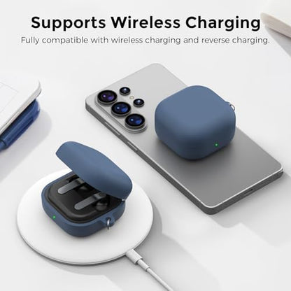 AhaStyle Silicone Case for Samsung Galaxy Buds4 and Galaxy Buds4 Pro (2026) | Skin-Friendly Soft Touch, Full Protection, Shockproof, Wireless Charging, Galaxy Buds4 Series Accessories, for Men Women - color: Galaxy Buds4/Buds4 Pro, Midnight Blue