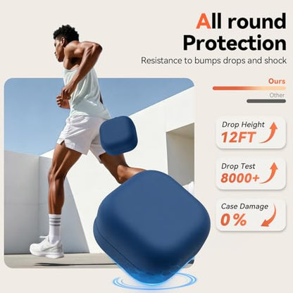 Inesore for Galaxy Buds 4 Pro & Galaxy Buds 4 Case (Navy Blue) | Skin Friendly Silicone Material, with A Multifunctional Cleaning Pen Tool and Keychain, Scratch Resistant, Slip Resistant - color: Navy Blue