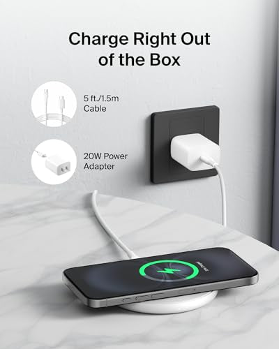 Belkin 15W Wireless Charging Pad, Qi Charger with Power Adapter | iPhone 16/15/14, AirPods, Samsung Galaxy S25/S24, Pixel 10 compatible, power adapter and cable included - color: White