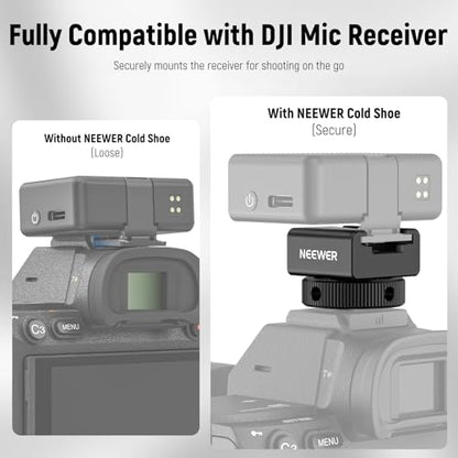 NEEWER Cold Shoe Mount Adapter Compatible with DJI Mic 2 Rode Wireless GO II Hollyland Saramonic NEEWER Wireless Mini Microphone, Anti Interference Offset Contact Design for Speedlite Flash, UA079 - style: UA079
