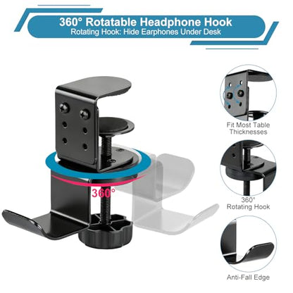 MYITYARD Clamp Mug Hooks Under Desk, Clip On Hook Cup Holder | Desktop Hanging Headphone Hook for Office, Computer Desk, Student Class Desk, Cabinet - color: Desk Hooks