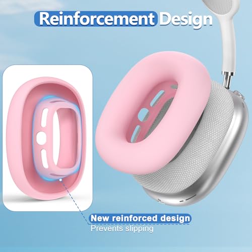 Silicone Ear Pads Case Cover for AirPods Max 2/1 Headphones Cushions, Pink - color: Pink-MGEB