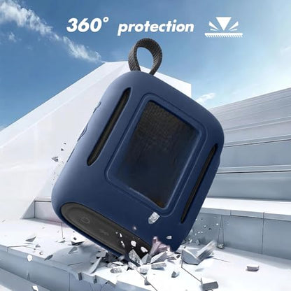 Silicone Cover Case for JBL Go 5 Bluetooth Speaker, Portable Speaker Travel Case Protective Cover Sleeve with Carabiner for JBL Go 5, Dustproof, Shockproof and Scratch-resistant (Navy Blue) - color: Navy Blue