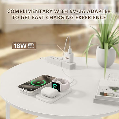 2026 Traveling Portable Wireless Mag-Safe Fast Charging Station | Magnetic 3 in 1 Charger for iPhone 17 16 15 14 13 12 Pro Max Plus,Apple Watch Series & Air pods 4 3 2 Pro-Gifts for Family - color: Black