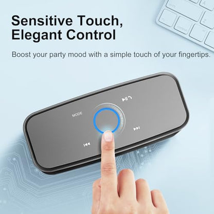 DOSS SoundBox Touch Wireless Bluetooth Speaker-12W HD Sound with Rich Bass | Portable & Small Design, IPX5 Waterproof, 20H Playtime, Handsfree, House, Office Desktop, Bedroom, Indoor Use, Gray - color: Gray