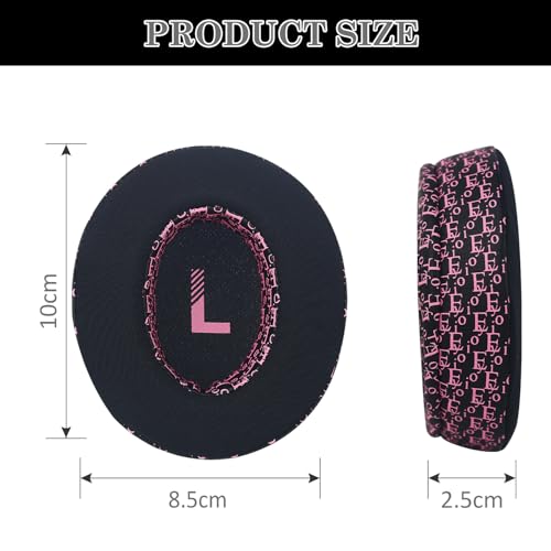 Aiivioll WH-CH710N Ear Pads Compatible with Sony WH-CH700N, WH-CH710N, WH-CH720N, ZX770BN Headphones Earpads with Ice Silk Cloth Ice Feel Gel and Memory Foam Ear Cushions (Black Pink/Print) - color: Black Pink/Print