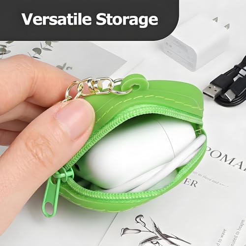 【Woyinger】 Fruit Shaped Silicone Earbud Case for AirPods, Tech Organizer Pouch with Keychain & Wrist Strap, Mini Cable Coin Wired/Wireless Earphone Holder, Watermelon - color: A2-Watermelon