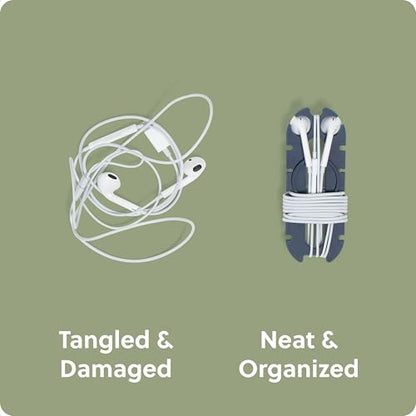 U Brands Oval Wired Ear Buds Cord Caterpillar Wrap, Set of 6