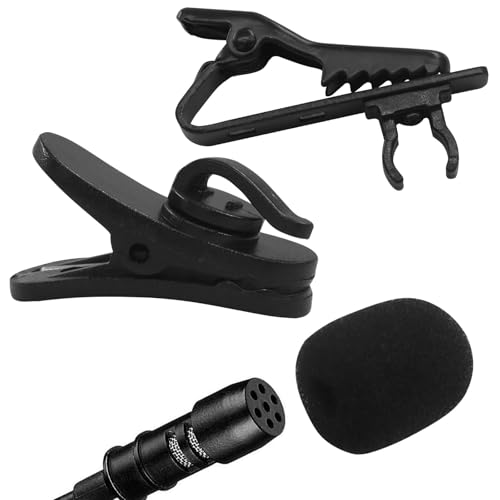 12 Pcs Lavalier Microphone Clips Replacement Kit | 12 Pcs Foam Windscreen Covers, 12 Pcs Plastic Wire Clips, Voice Recording, Video Conferencing & Online Meetings - size: 12 Pack