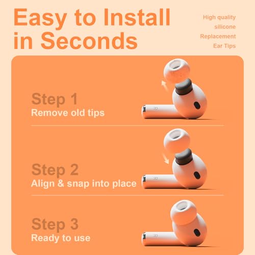 Replacement Ear Tips Compatible with AirPods Pro 3rd Generation – Silicone Earbud Tips with Cleaning Pen, Secure Fit, Noise Isolation, Soft Comfort Ear Tips Kit (4 Pairs, XXS/XS/S/L)