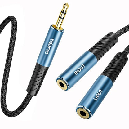 Tisino 3.5mm Headphone Splitter, 2 Female to 1 Male Aux Splitter, 1.6ft/50cm - size: 1.6 ft
