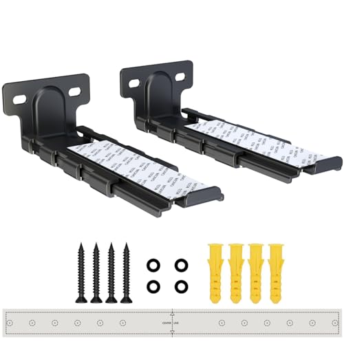 Soundbar Mount | Works with All Soundbar Including Samsung, Sony, Vizio, LG, & More | Depth Adjustable Sound Bar Mounts Under TV Bracket (Black: V02) - color: Black: V02