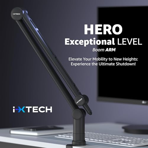 Boom Arm - Adjustable 360° Rotatable Microphone Sturdy Stainless Steel Mic Desk, Table Stand Foldable Scissor Stable Mount Arms for Radio Studio, Podcast, Gaming - color: HERO