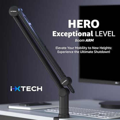 Boom Arm - Adjustable 360° Rotatable Microphone Sturdy Stainless Steel Mic Desk, Table Stand Foldable Scissor Stable Mount Arms for Radio Studio, Podcast, Gaming - color: HERO