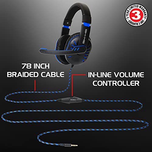 ENHANCE GX-H5 Gaming Headset with Microphone - Universal Gaming Headset for PS4, PS5, Xbox, PC, Switch with Adjustable Headband, Volume Controller, USB Sound-Isolating Earcups, Splitter Cable (Blue) - color: Blue