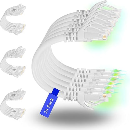 Rapink Patch Cables Cat6 1ft (48 Pack), Ethernet Patch Cable 10G, Cat 6 Patch Cable for Patch Panel to Switch, Flexiable Cat 6 Ethernet Cable with Gold Plated White - color: White, size: 1FT, style: 48 Pack