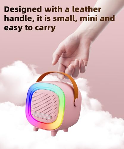 Kids Karaoke Machine Ages 3-12, Mini Wireless Mic Bluetooth Speaker, Pink | LED Party Lights, Voice Changer, Duets, BT 5.3, Rechargeable Portable, Birthday Christmas Toys & Gifts for Boys & Girls - color: Pink - 1 Mic