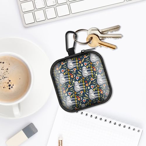 Square Data Cable Earbud Charger Coin Storage Bag Shockproof and Drop-Proof EVA Material Compatible with AirPod(Love Sloths) - color: Love Sloths