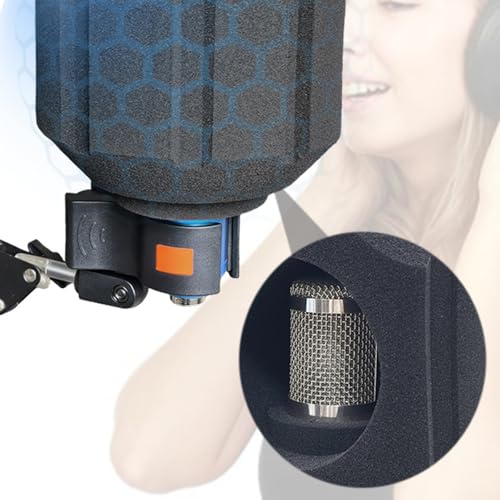 Microphone Windscreen Studio Microphone Noise Isolation Shield Windshield For Mics Soundproof Covers 1PC - color: white frame black