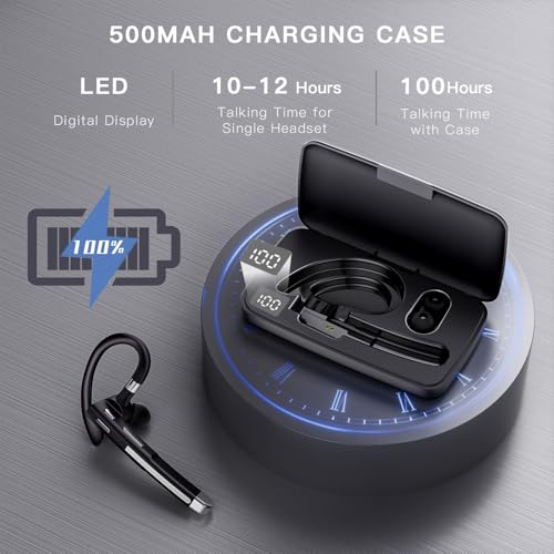 Boytond Bluetooth Headset V6.1,100Hrs Talk Time Dual Noise Cancellation Wireless Earpiece,CVC8.0 Noise Cancelling Wireless Earbud