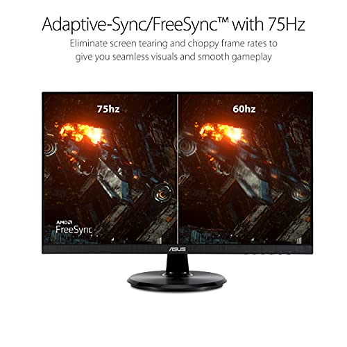 ASUS 23.8” 1080P Monitor (VA24DCP) - Full HD, IPS, 75Hz, USB-C 65W Power Delivery, Speakers, Adaptive-Sync/FreeSync, Low Blue Light, Flicker Free, VESA Mountable, Frameless, HDMI - style: 75Hz USB-C 65W