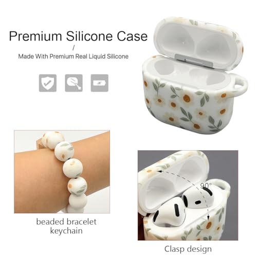 Case Compatible with AirPods 4 Case,Soft Silicone Cover with Bracelet Lanyard and Keychain, Cute Wireless Charging Protective Case for Apple AirPods 4th for Women and Men (Small Flowers) - color: Small Flowers
