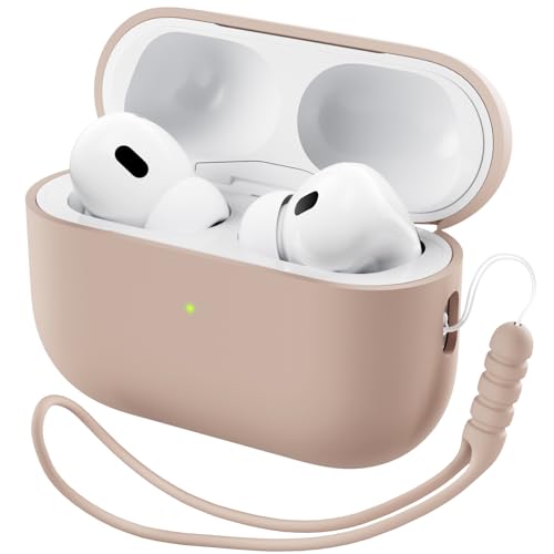 ORNARTO for AirPods Pro 2 Case, Hybrid Silicone, Nude Taupe | Hybrid Silicone Rubber, Front LED Visible, Wireless Charging, Skin-Friendly Soft Touch, Anti-Scratch, Detachable Lanyard - color: Nude Taupe