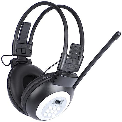 ZHIWHIS FM Portable Radio, Stereo Headsetwith LCD,Over Ear Foldable, Pocket Walkmen Conference Receiver, Small Wireless/Wired Headphones Operated by 2 AA Batteries for Walking/Running ZWS-308