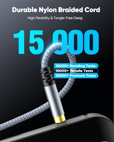 Highwings Aux Cable, 3.5mm Audio Cable [3.33ft/1m,Hi-Fi Sound] Stereo Nylon Braided Aux Cord Male to Male for Headphones, Cars, iPhone, iPad, iPod, Speakers, Home Stereos More - Grey | 3.5mm Audio Cable Sound Quality Stereo Nylon Braided Aux to Aux Cable