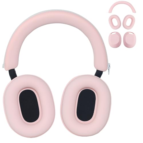 Adhiper XM5 Sweat Covers Accessories for Sony WH-1000XM5 - Custom Pink | Soft Silicone Case, 3-in-1 Headphone Covers with Ear Cover & Headband Cover & Shell Protector, Sweatproof & Washable - color: Pink