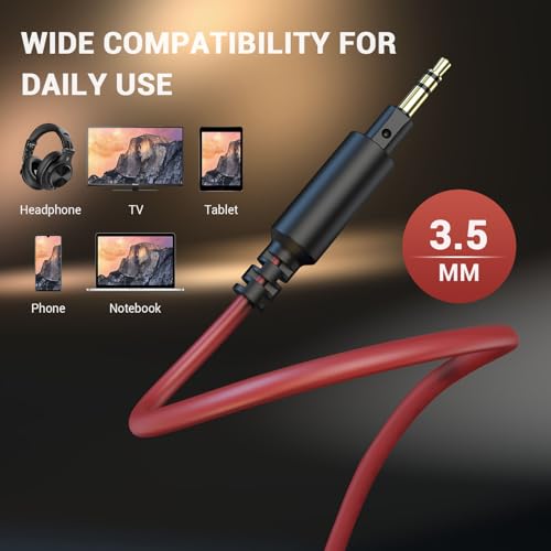 OneOdio Coiled 3.5mm to 6.35mm TRS Stereo Audio Cable, 6.9ft-9.8ft Stretchable, Gold-Plated Connectors, Spring Guitar/Amp/HiFi Aux Cord for Fusion A71