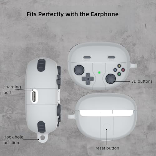 Silicone Case Compatible with Bose Ultra Open Earbuds with Cleaning Kit, Cute Game Design Soft Protective Cover Compatible with Bose Open Ear Cover - color: Gray