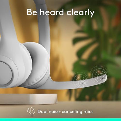 Logitech Zone 300 Wireless Bluetooth Headset Noise Canceling - Off-White | Compatible with Windows, Mac, Chrome, Linux, iOS, iPadOS, Android - color: Off-White