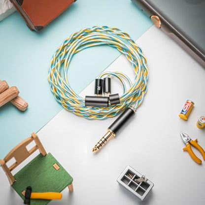 Angelears Curacao Single Crystal Copper Upgrade Cable – 4.4mm Balanced Plug, 0.78mm 2-Pin Connector, Braided IEM Audio Cable for HiFi Earphones (4.4mm)