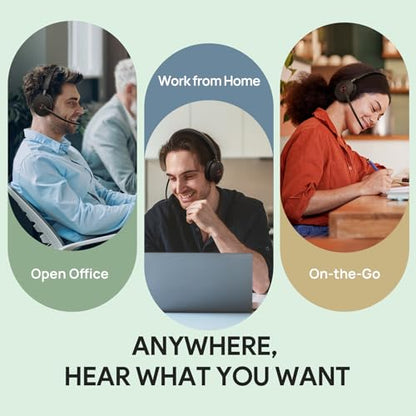Yealink BH74 with Stand ANC Wireless Headset with Microphone for PC, Bluetooth Headset Noise Cancelling with 6 AI Mic, 32H Talk Time&Mute Button, Microsoft Teams Premium Open Office Certified for Work - color: Black (Teams), style: BH74 + stand