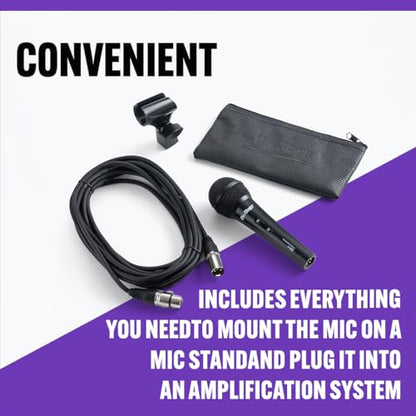 On-Stage AS400V2 Dynamic Handheld Mic (Vocal Microphone, On/Off Switch, Wired XLR Output, Metal-Mesh Grille, for Stage, Singing, Karaoke, Open Mic, Performance, Public Speaking, Presentations, Black)
