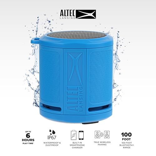 Altec Lansing HydraMicro - Waterproof Bluetooth Speaker, Lightweight & Portable Speaker for Travel & Outdoor Use, Royal Blue - color: Royal Blue, style: HydraMicro
